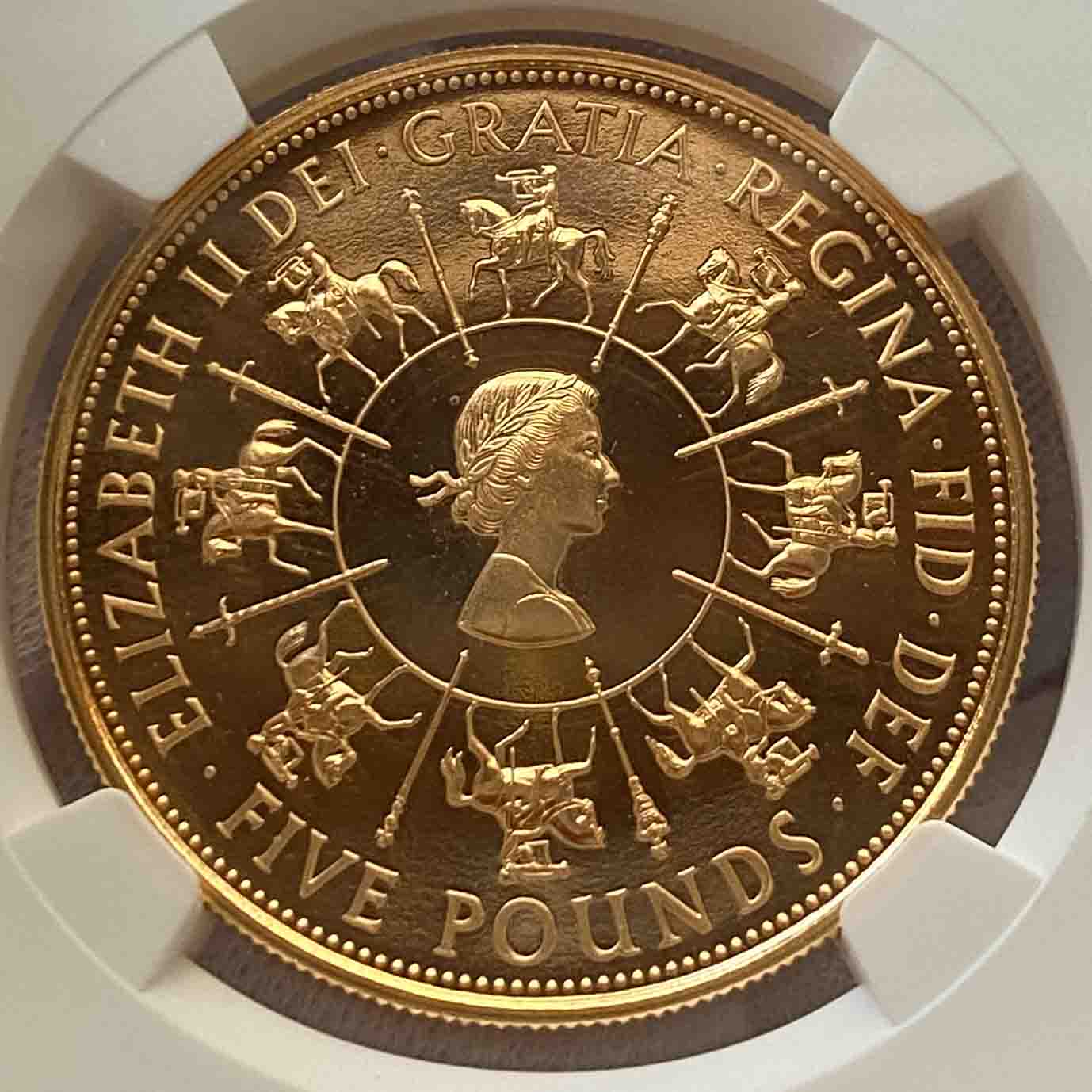 イギリス 1993年 エリザベス女王 戴冠40周年記念 5ポンド金貨 PF68 