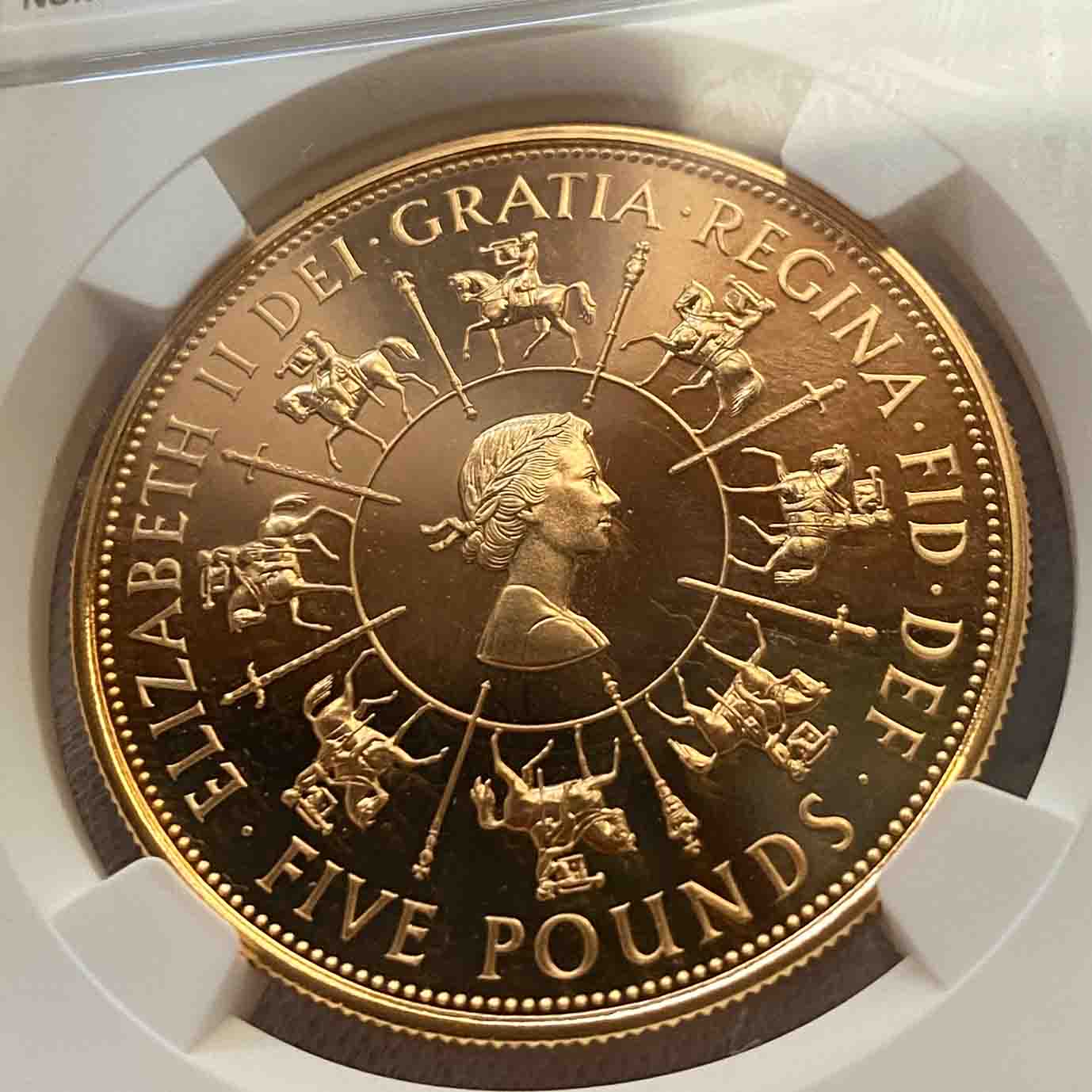イギリス 1993年 エリザベス女王 戴冠40周年記念 5ポンド金貨 PF68 