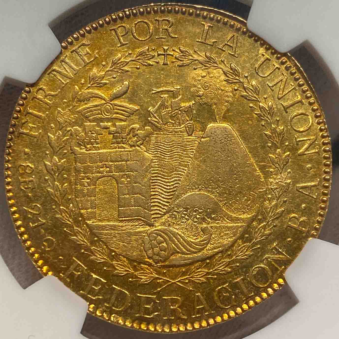 価格急上昇中！！ MS鑑定グレード】 南ペルー サンフェイス金貨 8レアル 1837 MS61 - Tokyo Numismatic Tradings